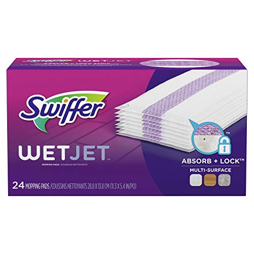 Swiffer WetJet Hardwood Floor Cleaner Spray Mop Pad Refill, Multi Surface, 24 Count