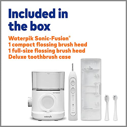 Waterpik Sonic-Fusion 2.0 Professional Flossing Toothbrush, Electric Toothbrush and Water Flosser Combo In One, White