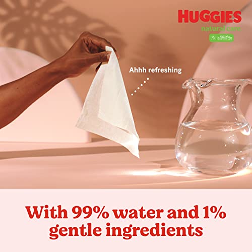 Huggies Natural Care Sensitive Baby Wipes, Unscented, Hypoallergenic, 99% Purified Water, 12 Flip-Top Packs (768 Wipes Total), Packaging May Vary