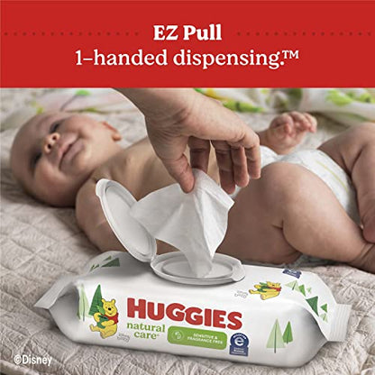 Huggies Natural Care Sensitive Baby Wipes, Unscented, Hypoallergenic, 99% Purified Water, 12 Flip-Top Packs (768 Wipes Total), Packaging May Vary